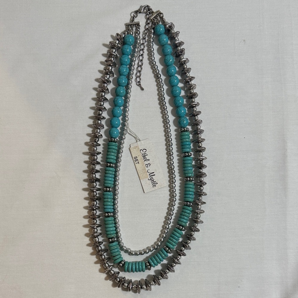 Elegant Turquoise and Silver Beaded Necklace
